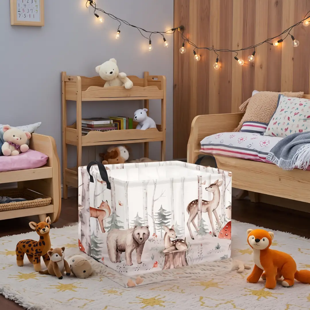 Rectangular Baby Storage Basket with Animal Design image 2