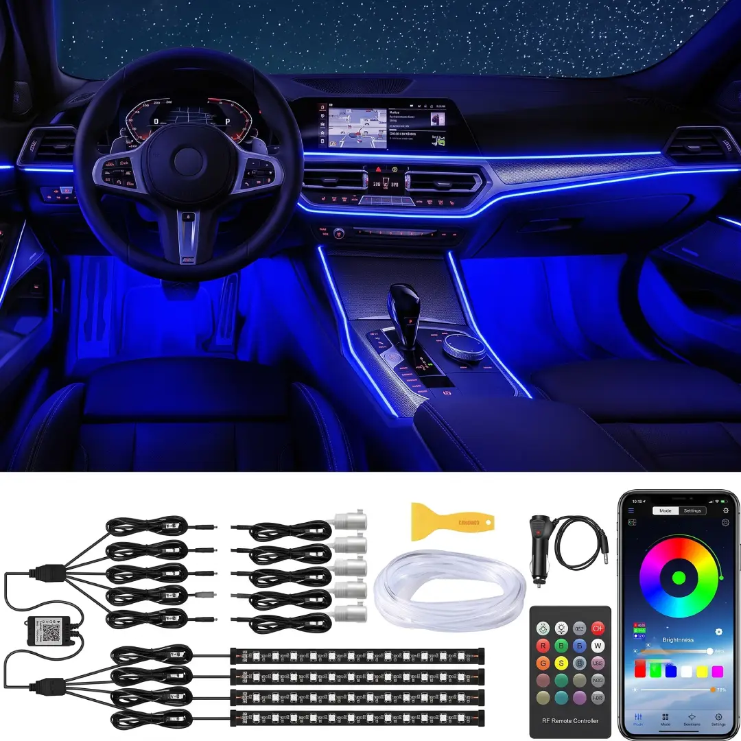Car Interior LED Strip Lights 12V Ambient Lighting with App and Remote image 2