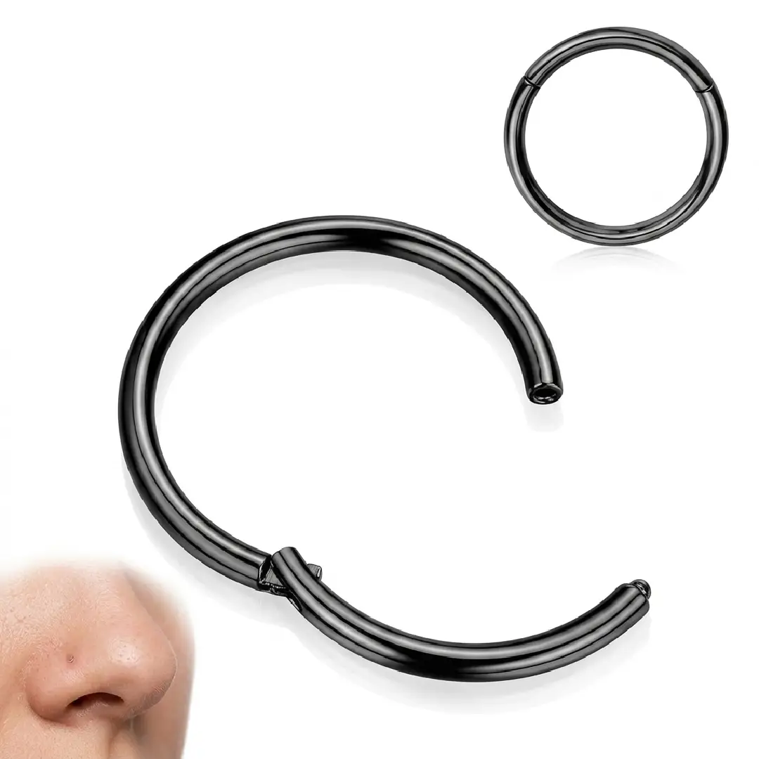 BLISI Grade 23 Titanium Nose Rings Hinged Hoop Set