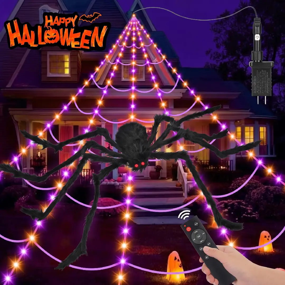 200-Inch Halloween Spider Web with 59-Inch Giant Spider Decoration image 9