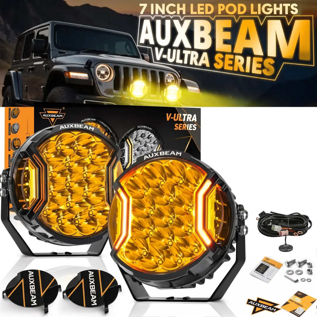 Auxbeam 3 Inch Round Offroad Driving Lights with Amber DRL image 3