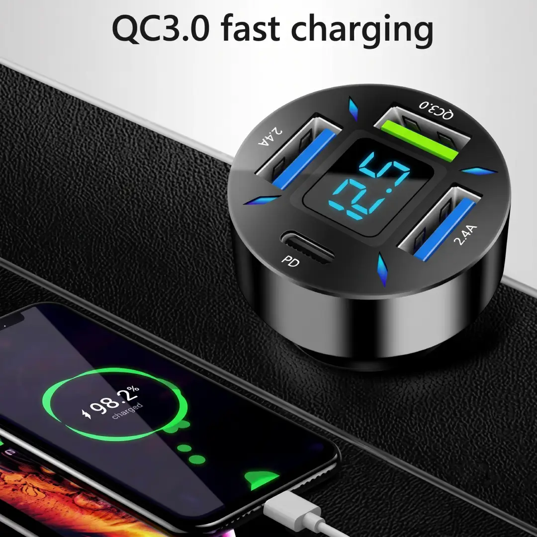66W Super Fast Car Charger with USB PD and QC 3.0 image 1