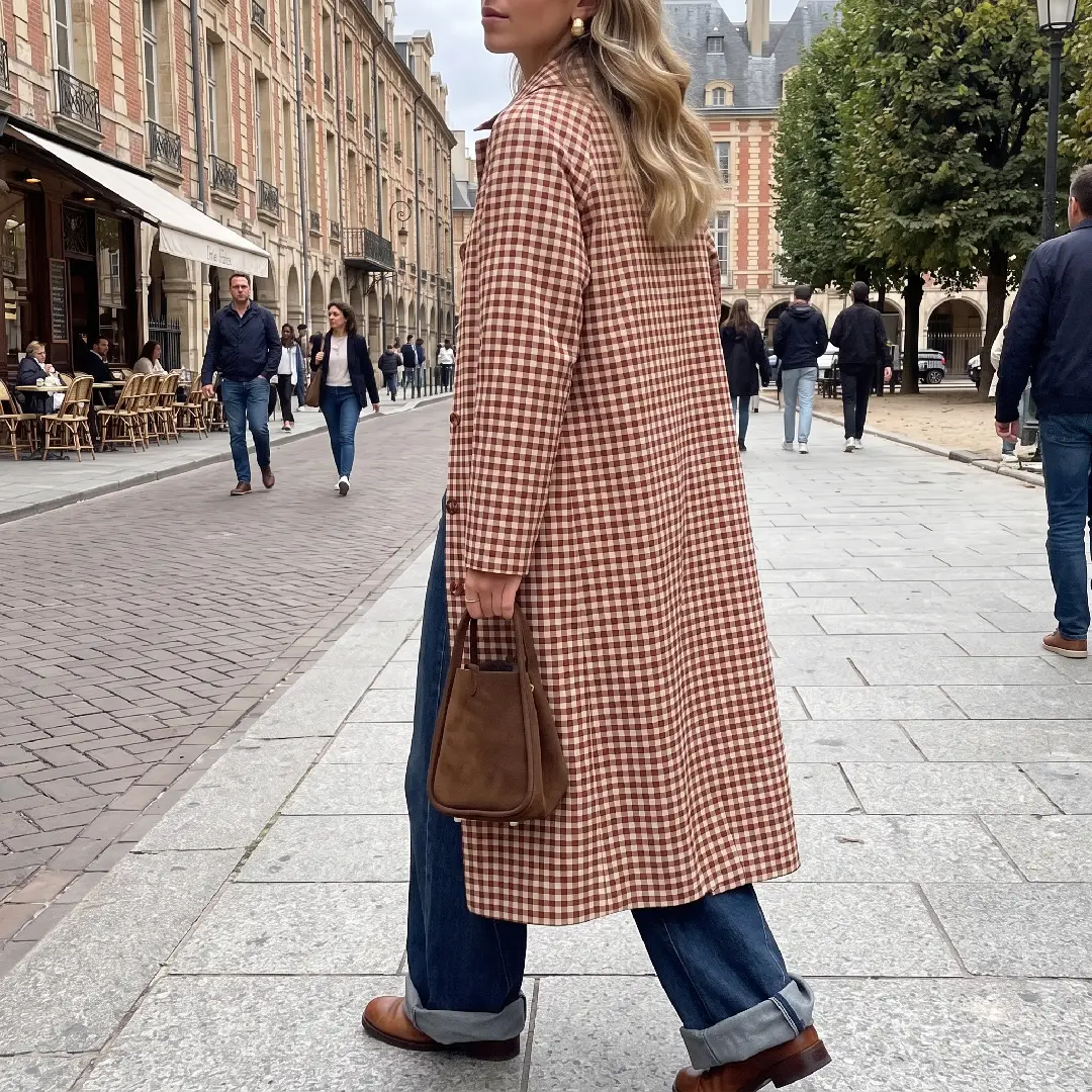 Cicy Bell Women's Plaid Trench Coat – Long Single-Breasted Fall Jacket image 6