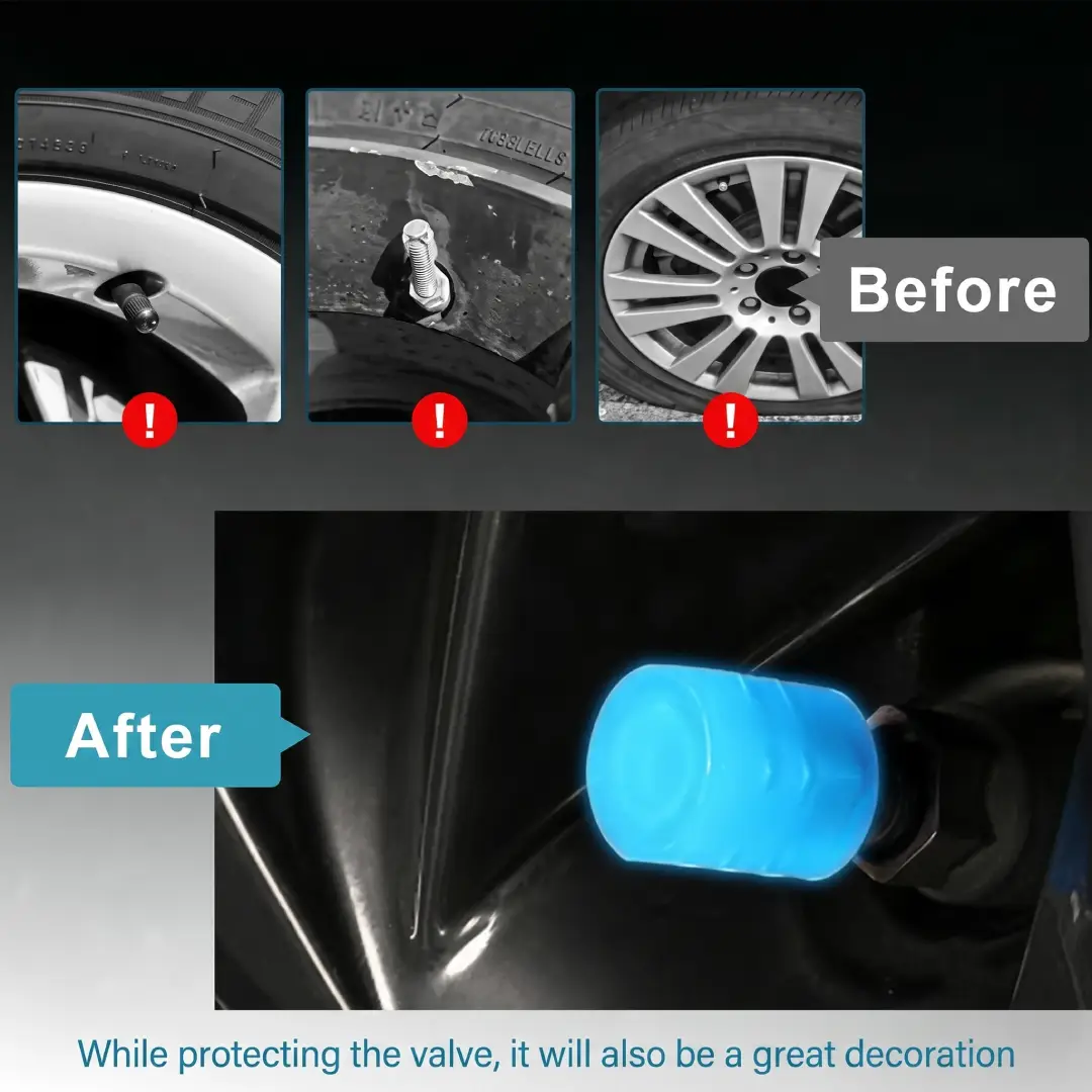 Glow in the Dark Tire Valve Caps Blue Universal 20 Pcs image 7