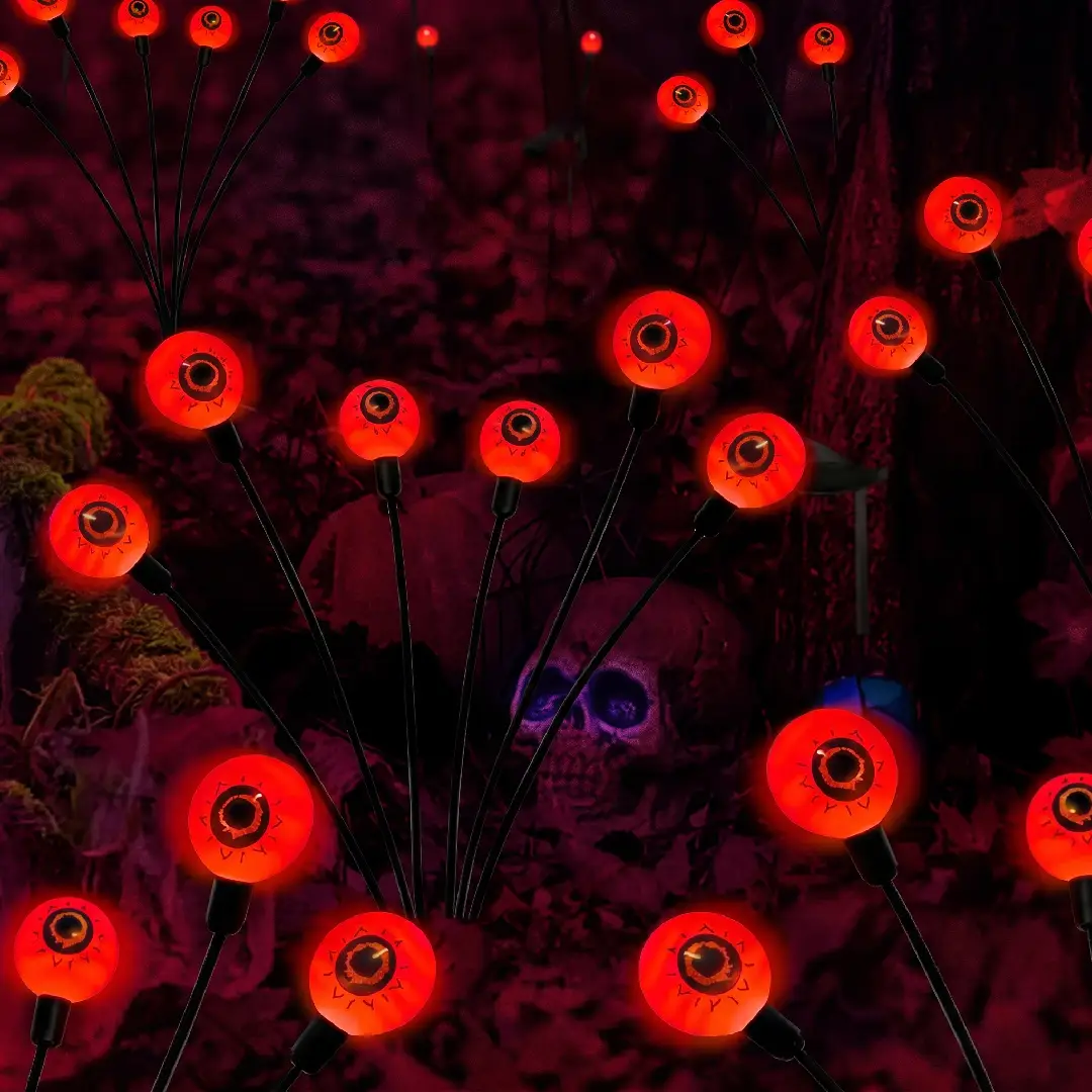 2-Pack Solar Halloween Eyeball Lights – 12 LED Green Outdoor Path Lights image 24