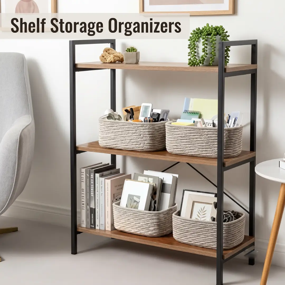 8 Pack Small Woven Storage Baskets for Shelves and Closets image 2
