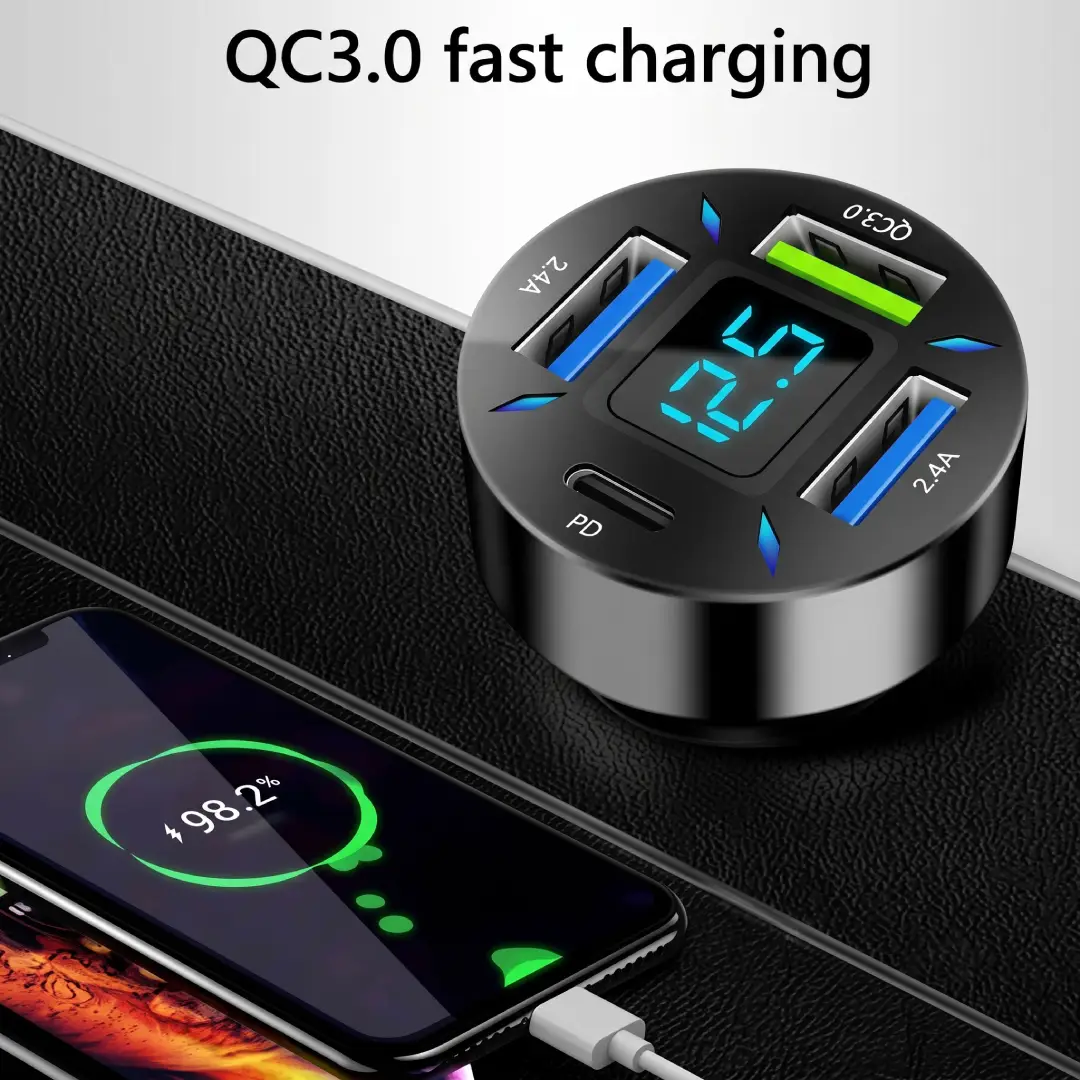 66W Super Fast Car Charger with USB PD and QC 3.0 image 4