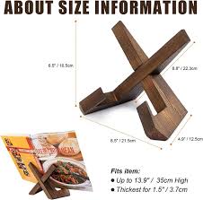 PUERSI Cookbook Stand for Kitchen, Recipe Book Holder for Kitchen Counter, Wooden Cookbook Holder, Rustic Cook Book Holder Stand - Rustic Brown