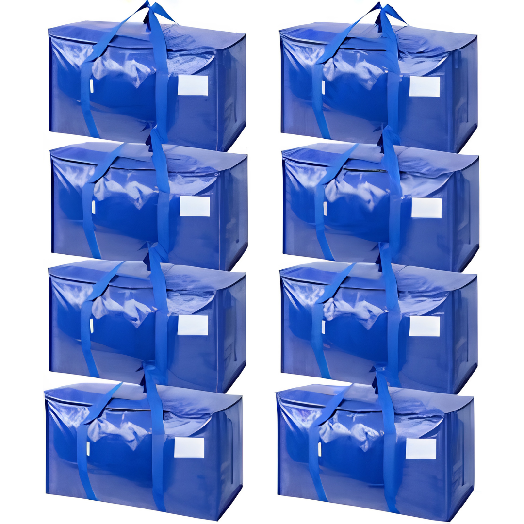 8 Pack Heavy Duty Moving Bags with Zippers and Handles