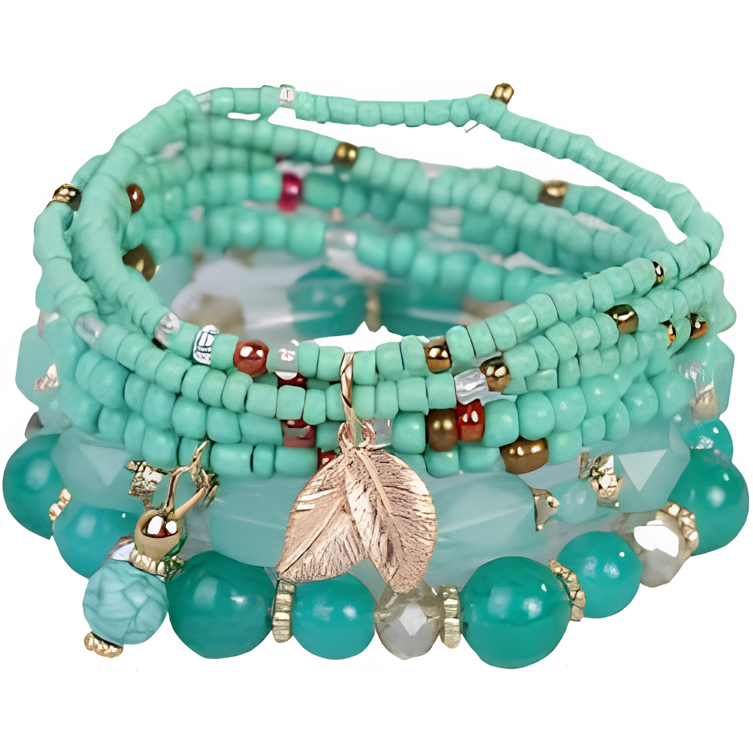 4 Pcs Boho Stackable Beaded Bracelets Colorful Crystal Set
