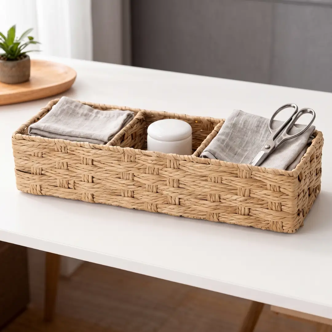 Bathroom Storage Basket with Dividers for Toilet Paper Organizer image 3
