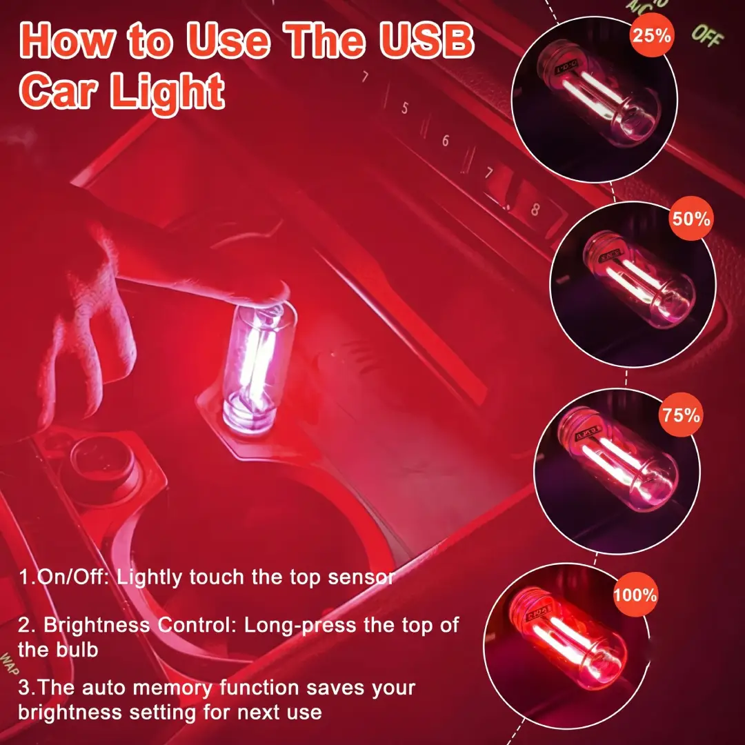 Car USB Night Light Touch Dimmable Mini Ambient Interior Light image 4