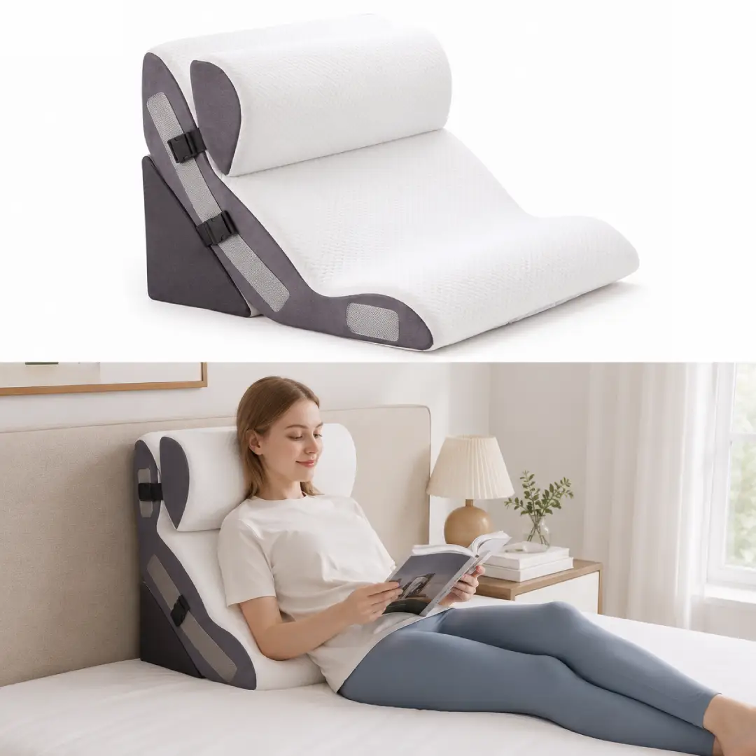 3 Piece Foam Wedge Pillow Set for Bed Sitting and Recovery image 5