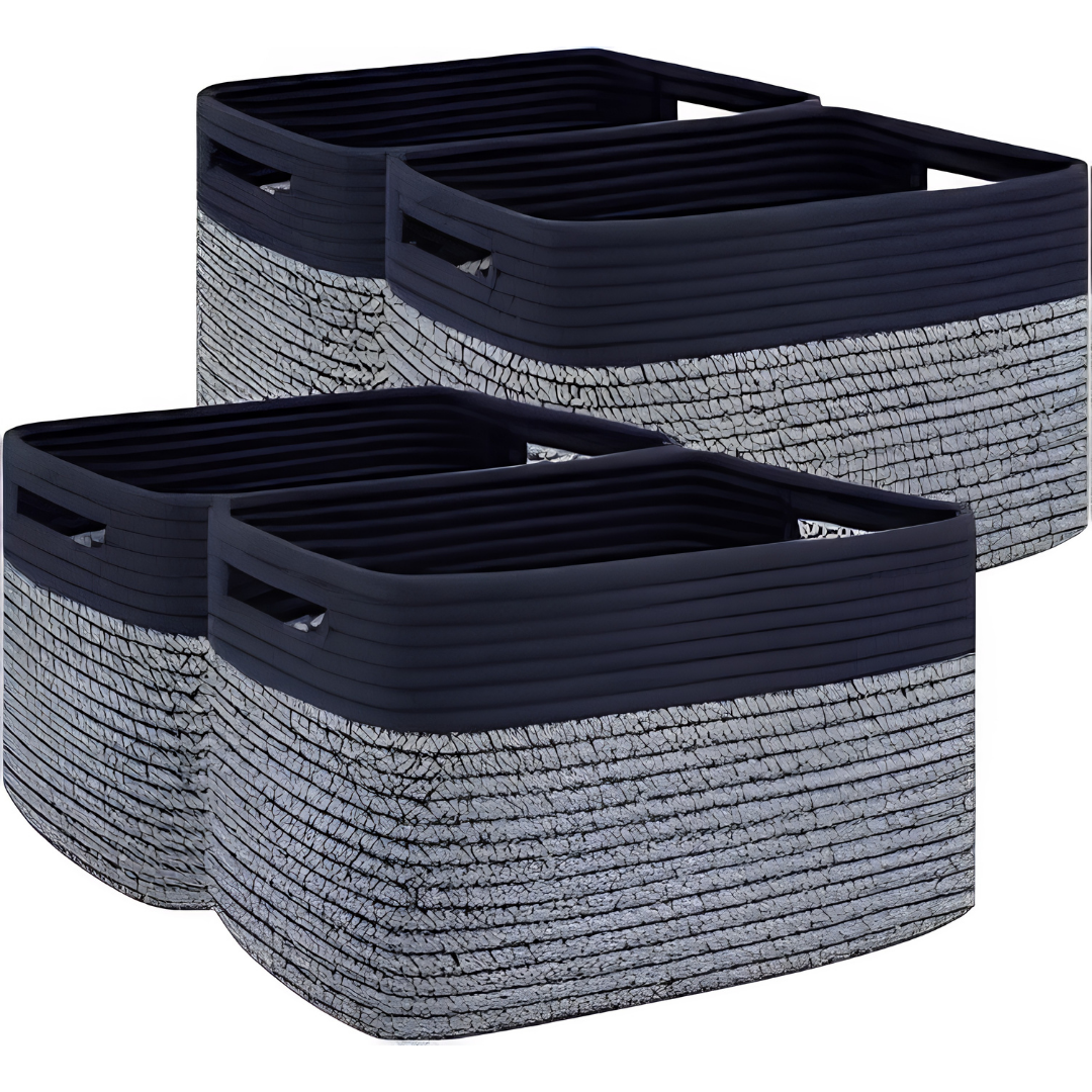 4 Pack Woven Storage Baskets for Shelves Toys and Clothes image 4