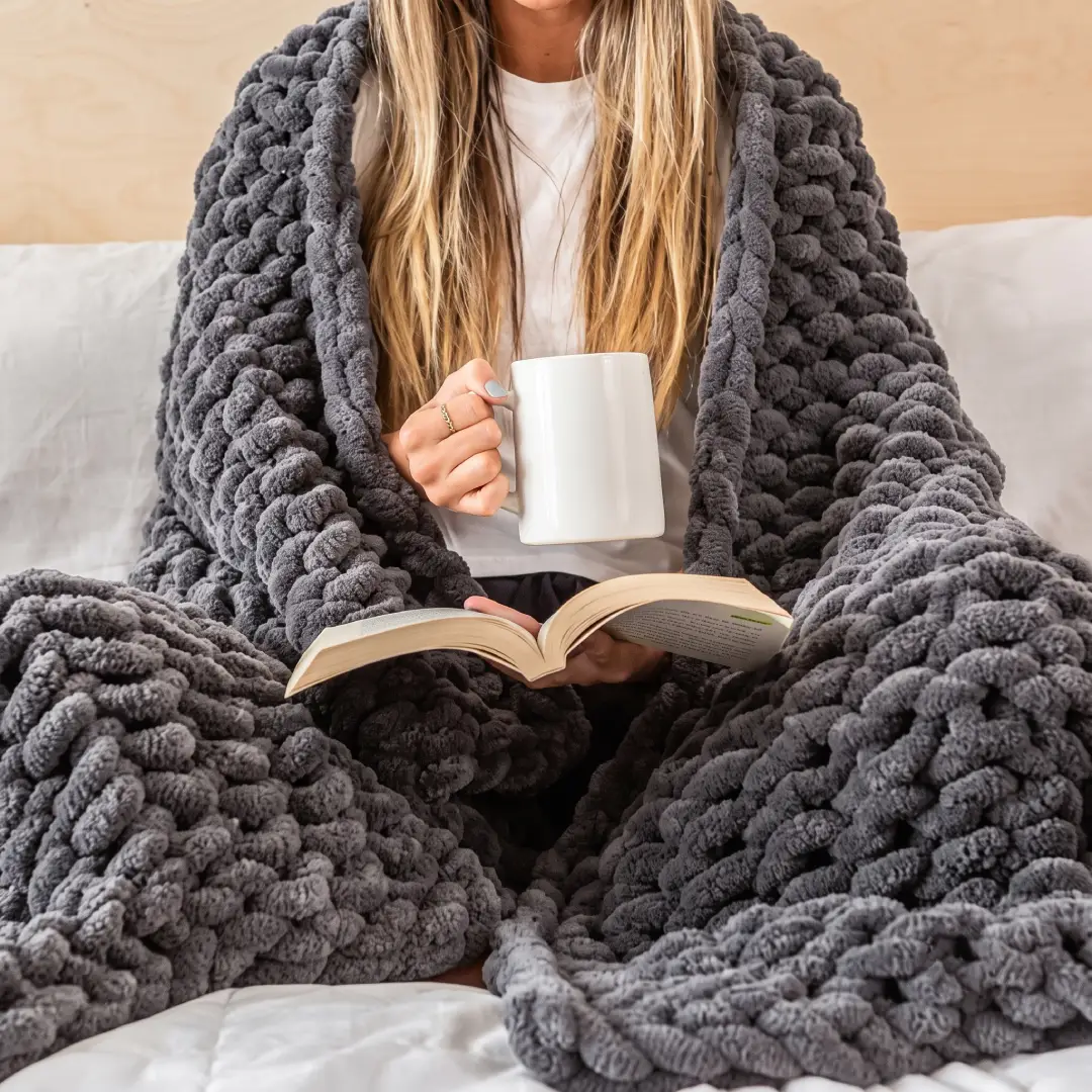 Chunky Knit Throw Blanket 50x60 Soft Chenille Cable Knit Blanket image 6
