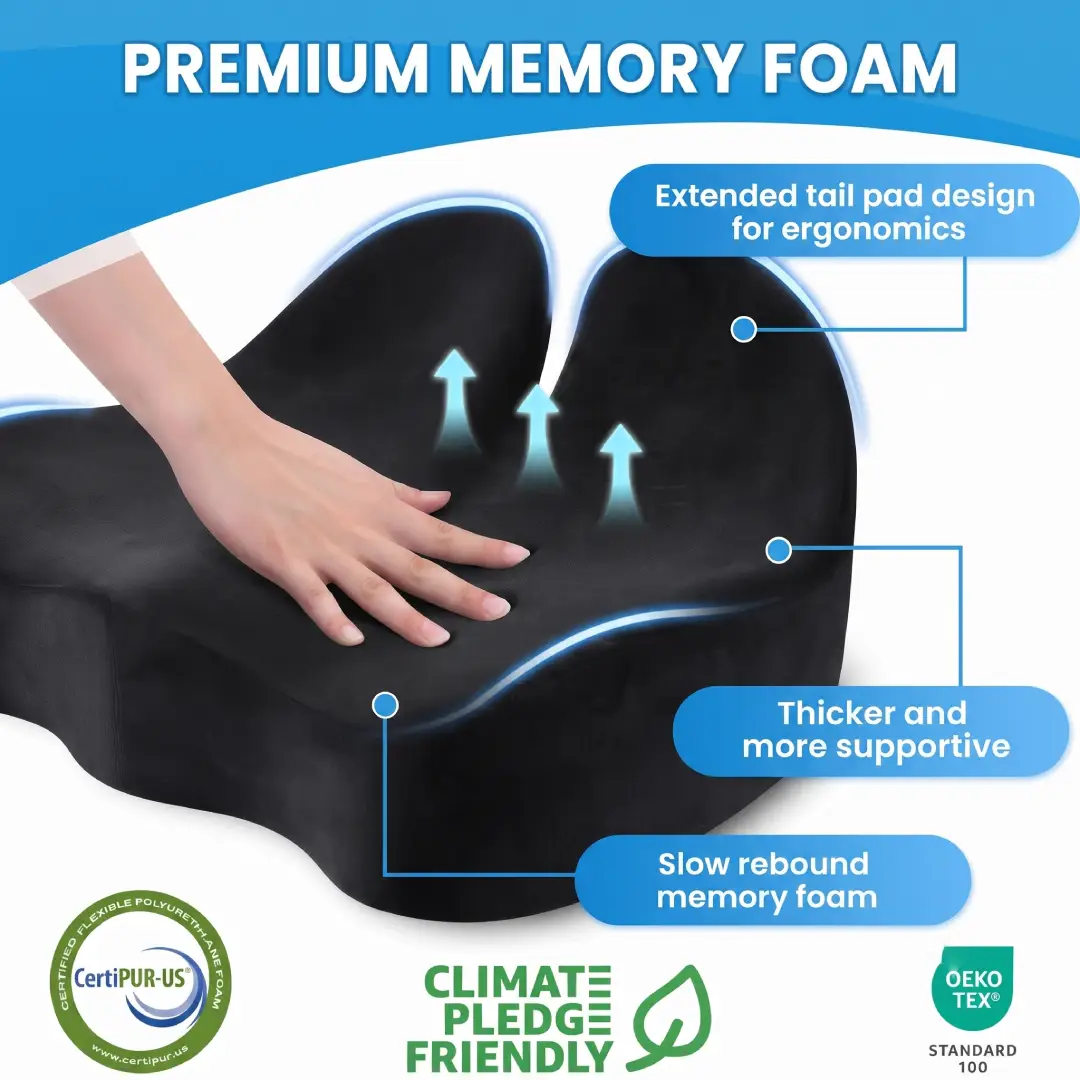 CushZone Ergonomic Memory Foam Seat Cushion image 2