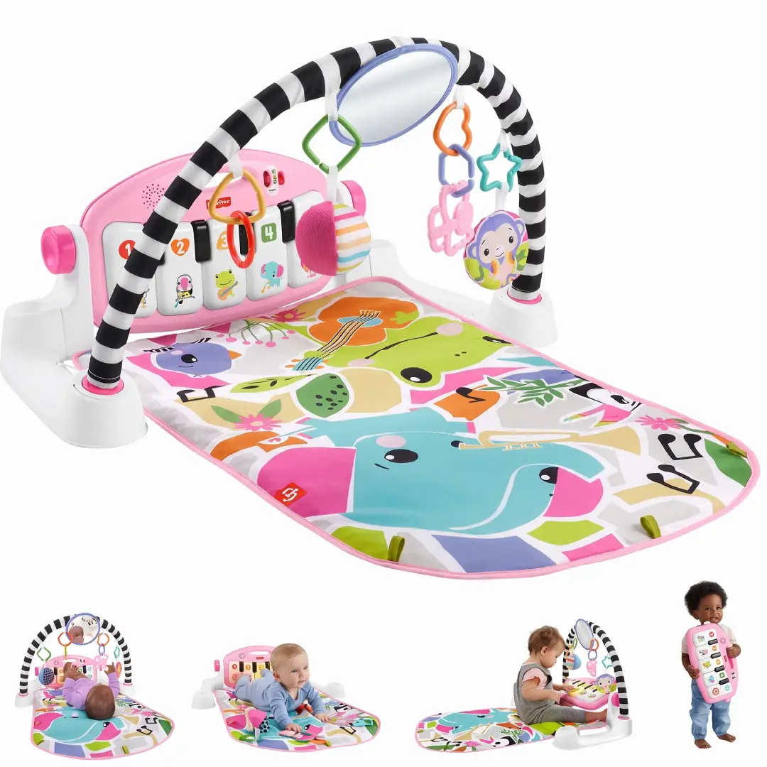 Fisher-Price Glow and Grow Kick & Play Piano Gym – Blue Baby Activity Play Mat image 4
