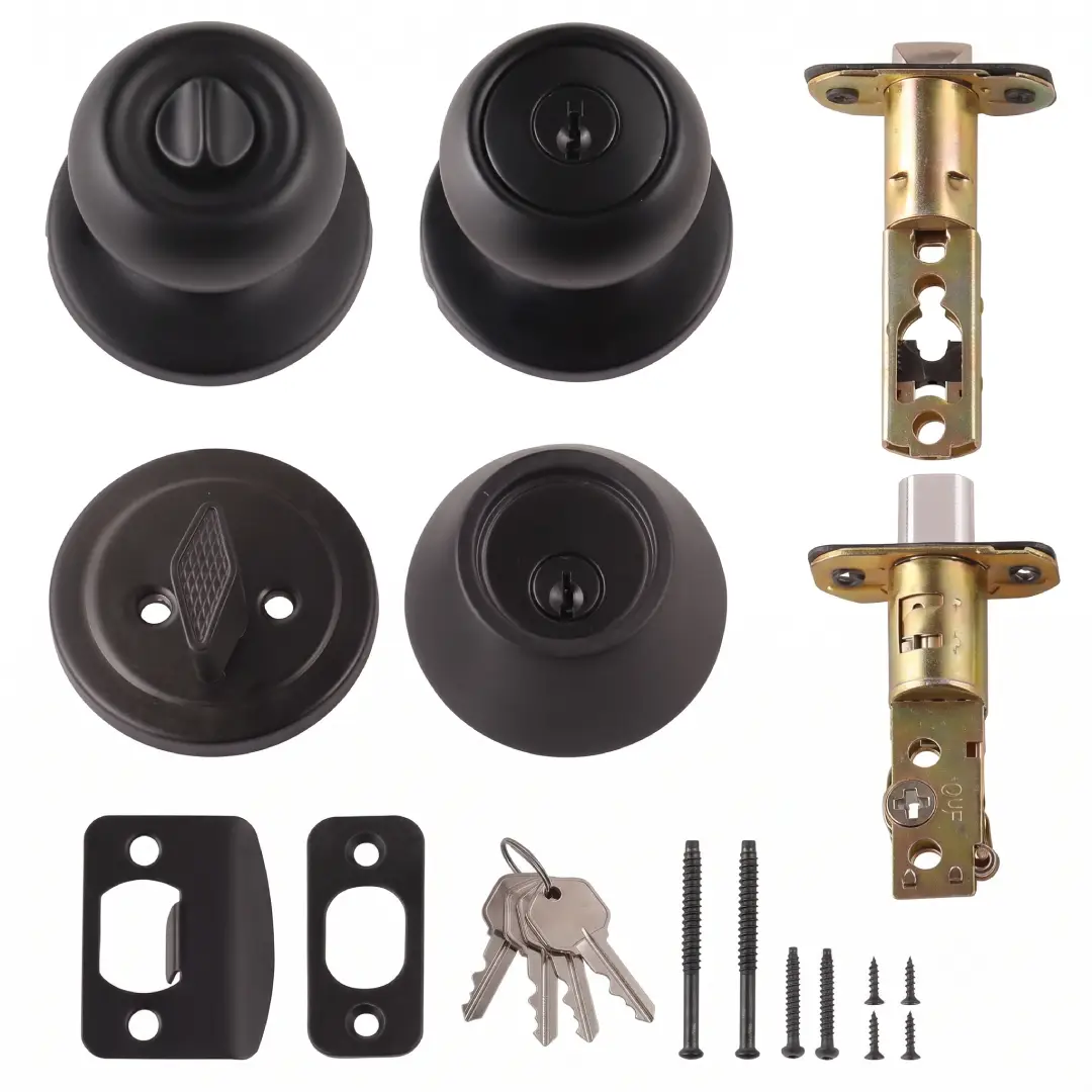Amazon Basics Exterior Door Knob with Deadbolt Matte Black image 3