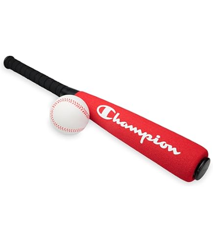 Champion Toddler Baseball Set (Red/Black), Big Fly Foam Bat and Soft Ball Kit for Kids Ages 3+, Oversized 24” Lightweight Bat with Molded Core, for Safe Indoor or Outdoor Play