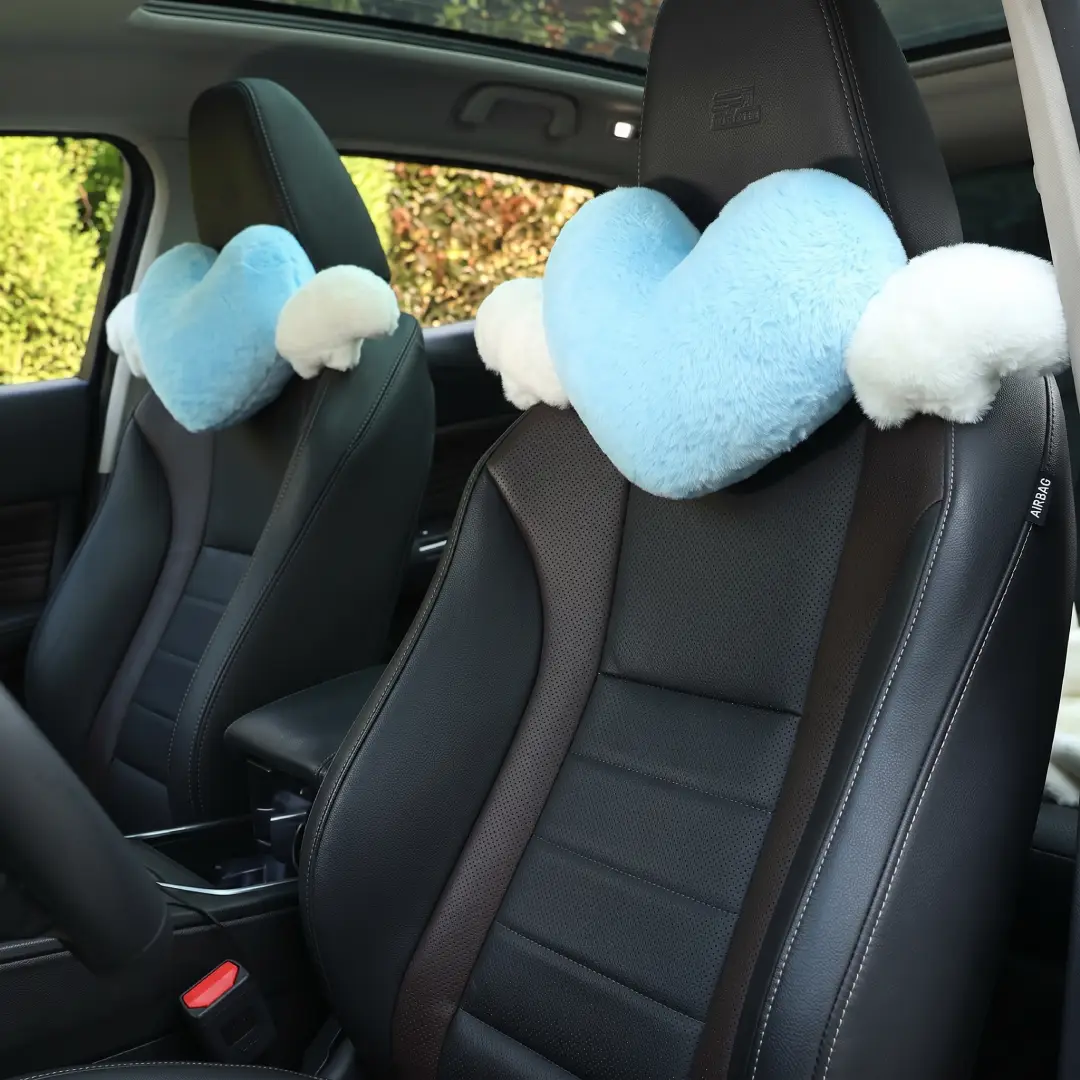 Heart Shaped Car Headrest Pillow with Angel Wings Neck Cushion image 4