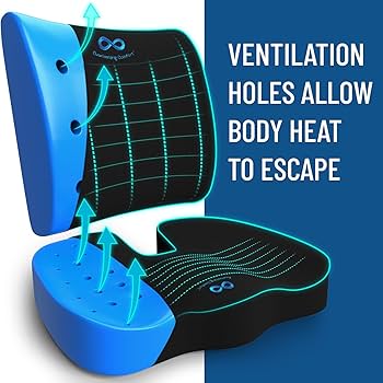 Everlasting Comfort Doctor Recommended Memory Foam Seat Cushion for Office Chairs & Car - Ergonomic Office Desk Accessories - Cushions for Tailbone Pain Relief, Sciatica & Back Support Pillow