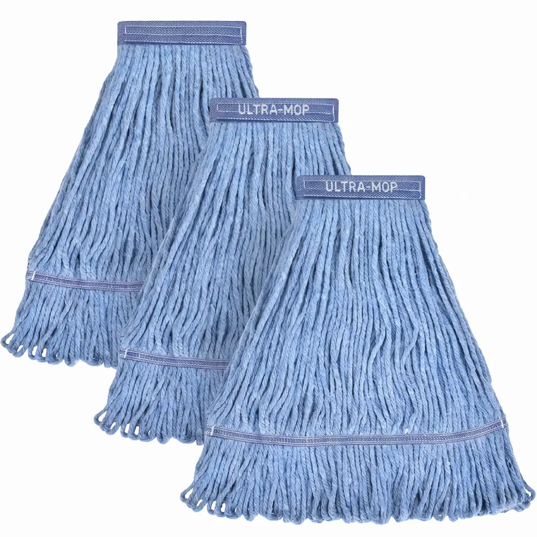 Heavy-Duty Cotton Mop Head Replacement – Commercial Looped-End Wet Mop Refill, 3-Pack image 3