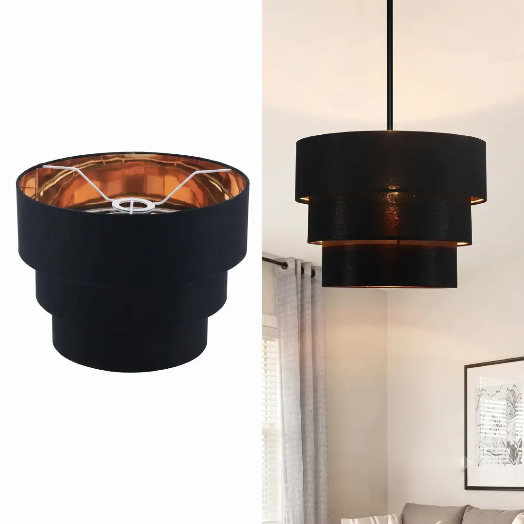 Boho Rattan Lamp Shade Replacement 3-Tier Drum Cover image 2