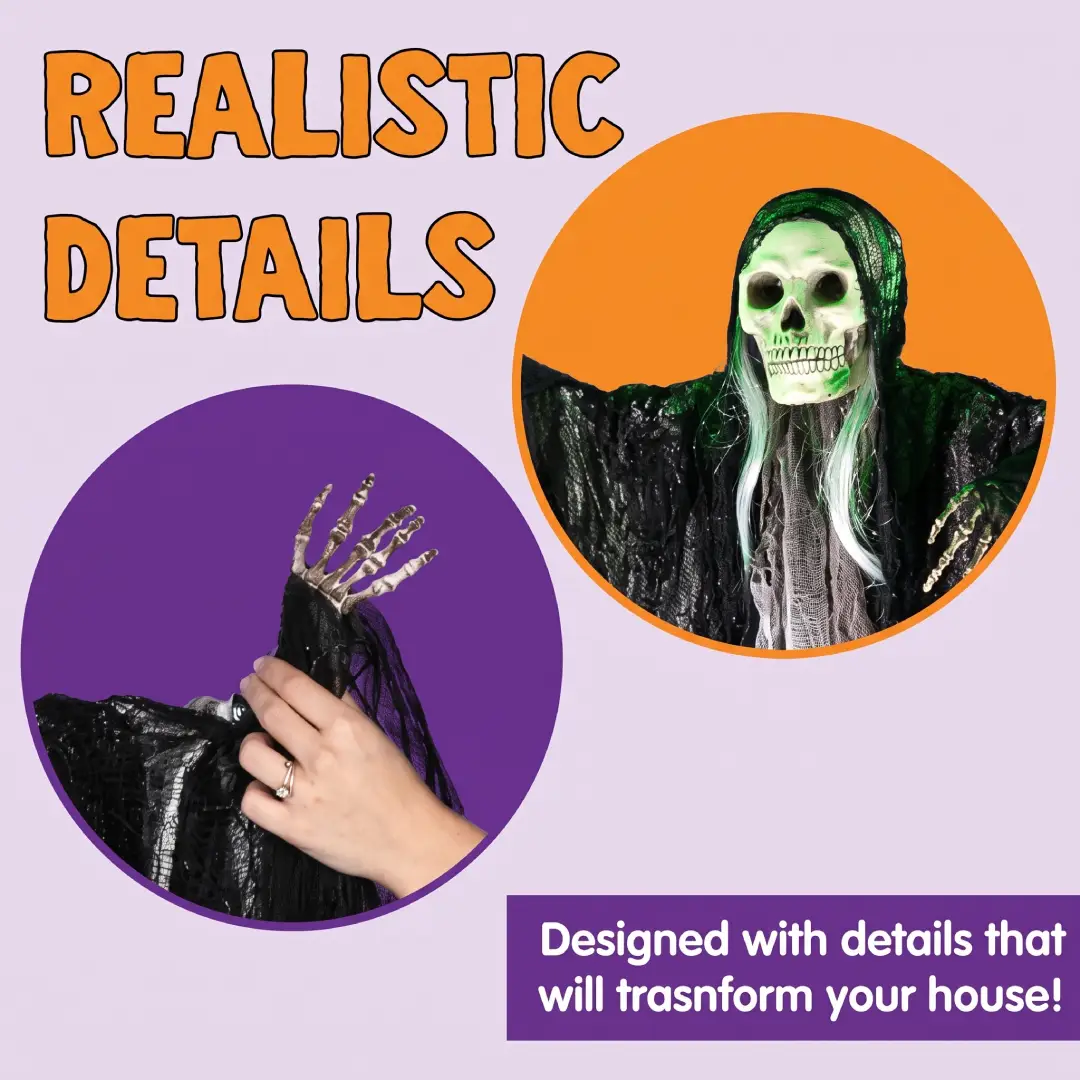 3-Pack Hanging Halloween Skeleton Ghosts & Grim Reaper Decorations image 4
