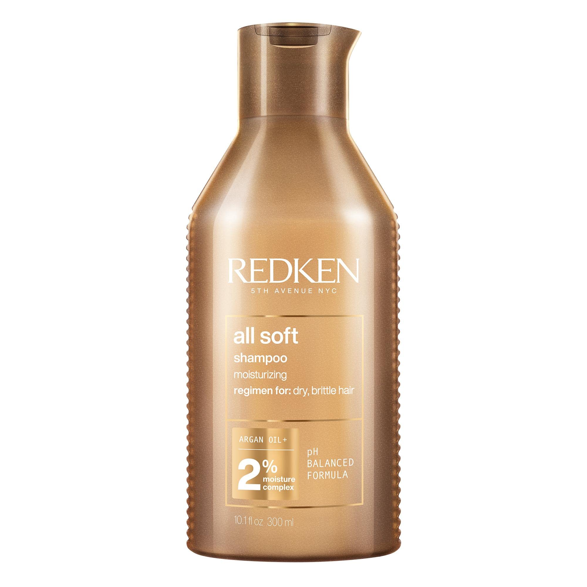 Redken All Soft Shampoo - Moisturizes & Hydrates Dry, Brittle Hair, Gently Cleanses and Softens, With Argan Oil, Safe For Color-Treated Hair