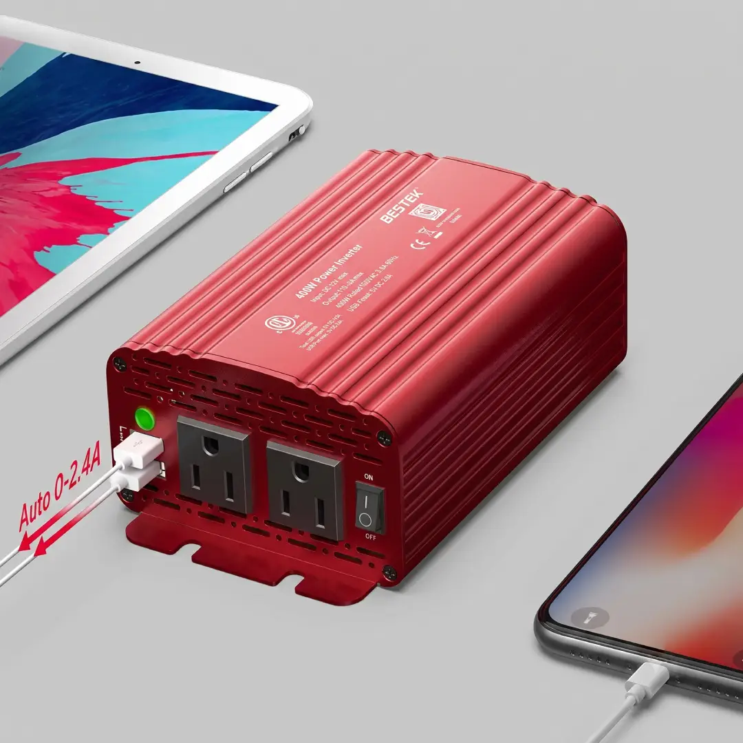 BESTEK 500W Power Inverter 12V to 110V with Battery Clamps and USB image 3