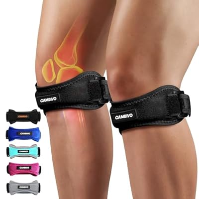 CAMBIVO Patella Tendon Knee Straps 2 Pack for Knee Pain Relief, Knee Brace for Women &Men with Extra Straps, Knee Support for Running, Hiking, Soccer, Basketball, Jumpers Knee, Tennis