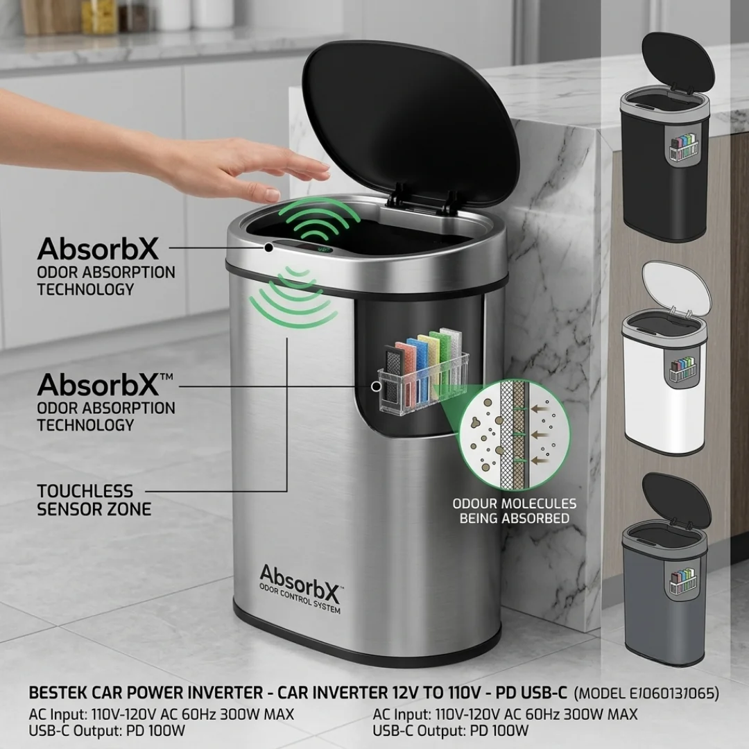 13 Gallon Touchless Trash Can with Lid Stainless Steel Automatic Garbage Can image 3