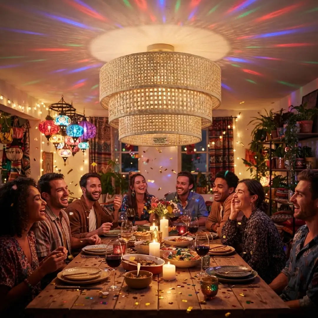 Boho Rattan Lamp Shade Replacement 3-Tier Drum Cover image 3