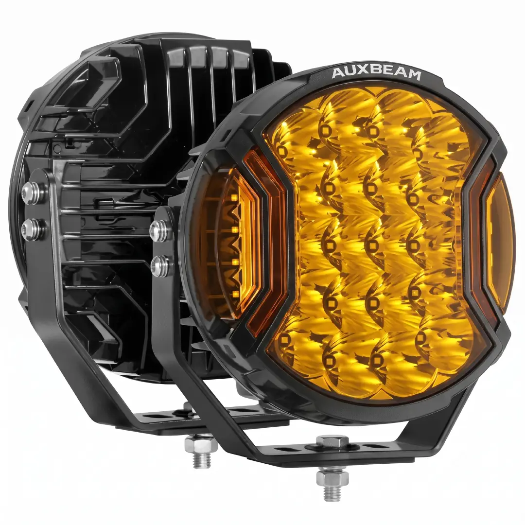Auxbeam 3 Inch Round Offroad Driving Lights with Amber DRL