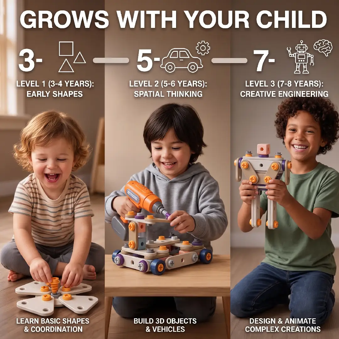 211-Piece Kids Tool Set STEM Building Toys for Ages 3–8 image 5