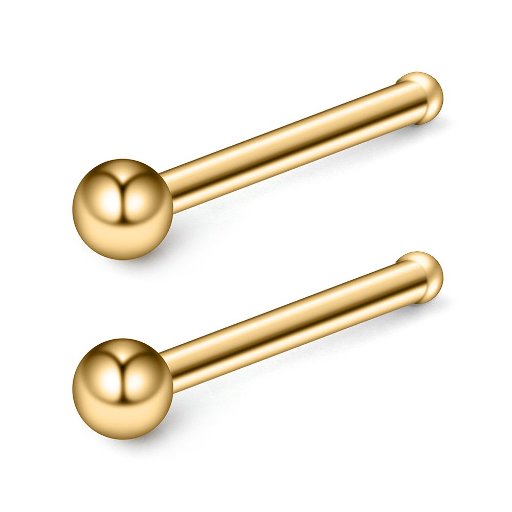 Ruifan 22G 316L Surgical Steel Nose Stud Ring Bone Pin with 1.8mm Ball Top Piercing Jewelry 2-6PCS
