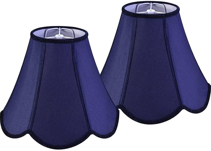 GO&SO Navy Blue Lamp Shade Scalloped Lampshade,Petal Edge Braid Bell Lamps Shades,Lamp Shades for Table Lamps,Fabric Lampshades Medium,6"Top x 13"Bottom x 10.6"Vertical Height (Spider) -Easy Assembly