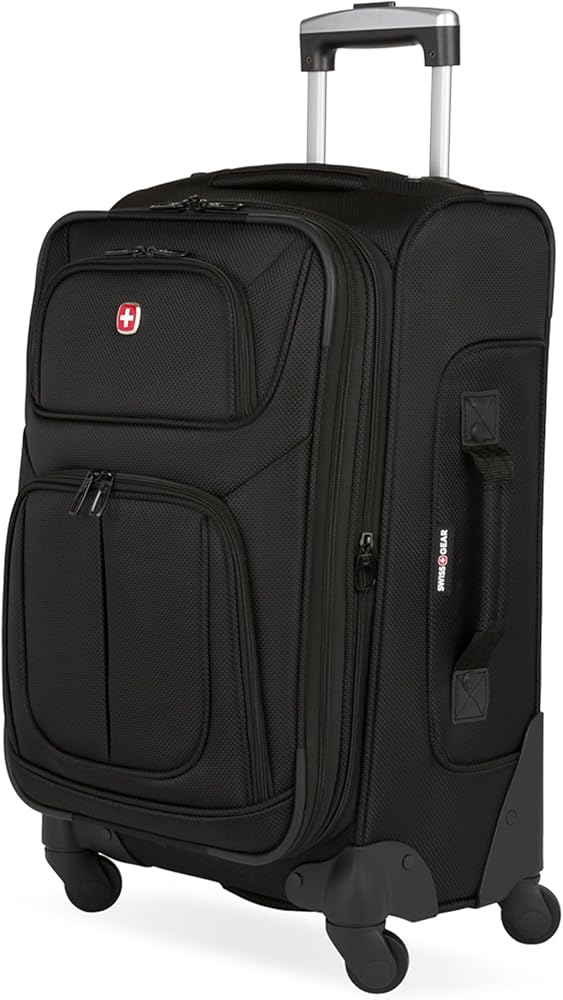 SWISSGEAR Sion Softside Expandable Spinner Luggage Durable Lightweight Travel Suitcase, Black, Checked-Large 29-Inch