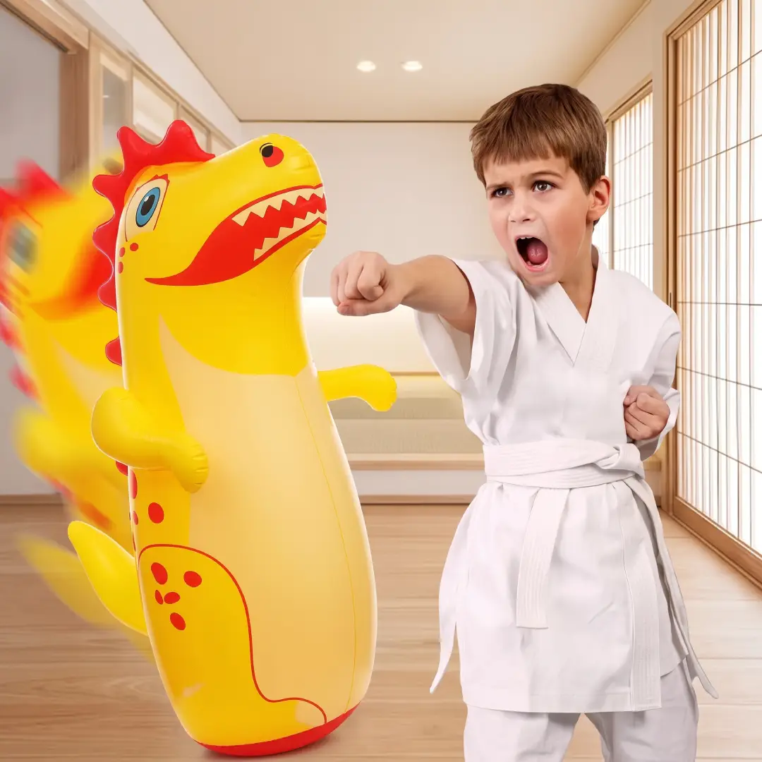 Inflatable Dinosaur, Tiger & Dolphin Punching Bag – Standing Tumbler Boxing Toy for Kids & Adults image 6