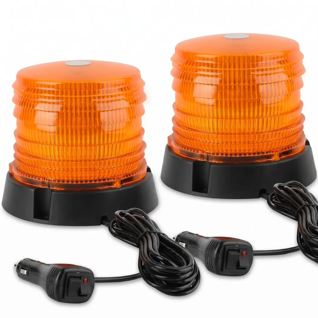 2 Pcs Magnetic LED Warning Beacon Lights Amber Strobe