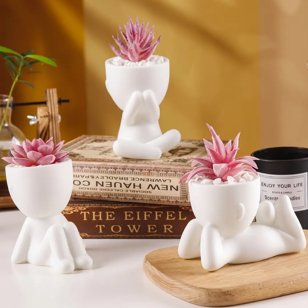 Der Rose 3 Pcs Fake Succulents Plants for Home Decor image 3