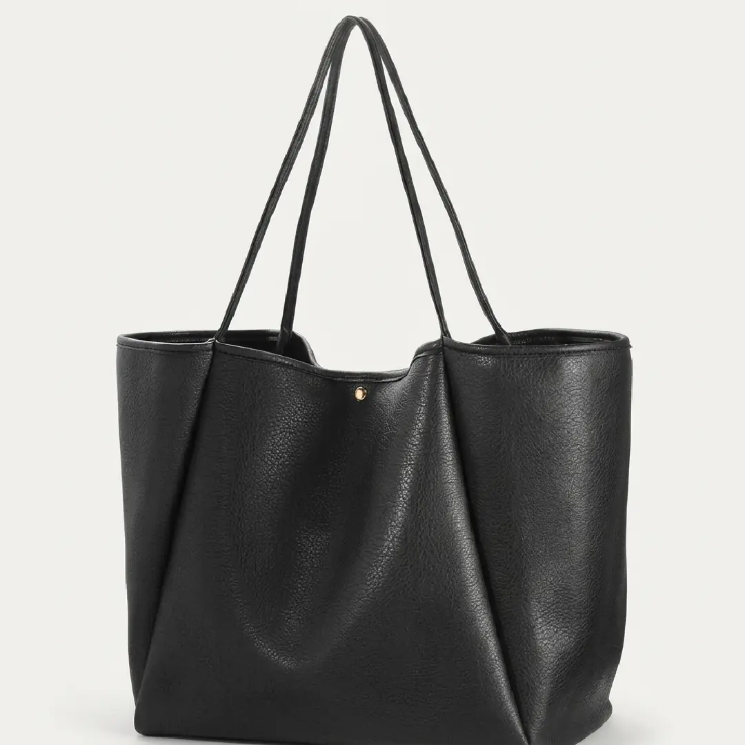 Oversized PU Leather Tote Bag for Women – Travel Weekender Shopper Handbag image 1