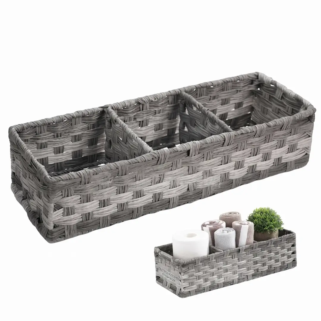 Bathroom Storage Basket with Dividers for Toilet Paper Organizer image 4