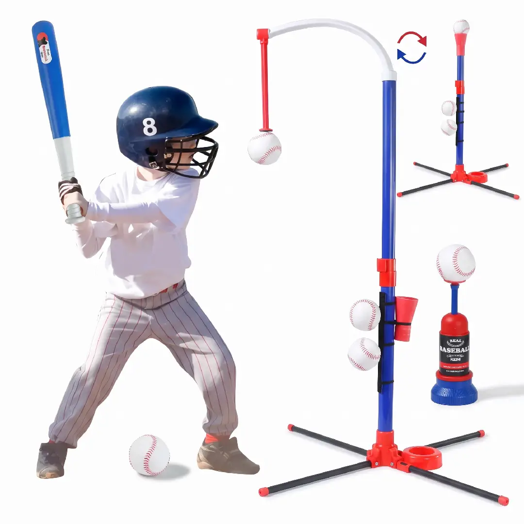 3-in-1 Kids Baseball Toy Set with Adjustable T-Ball Stand image 1