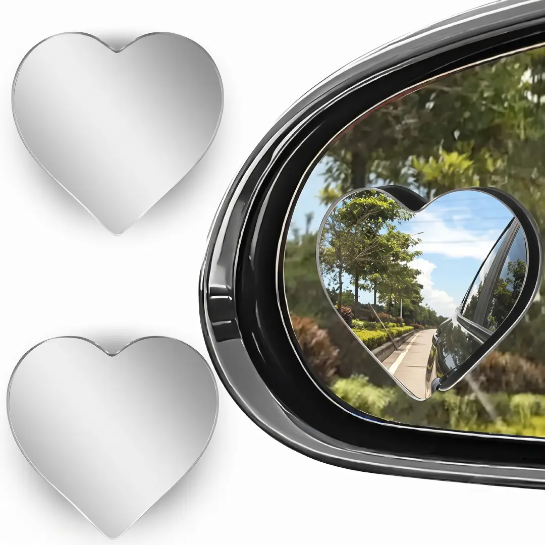 Heart Shaped Blind Spot Mirrors Wide Angle Convex Car Mirrors 2 Pcs image 2