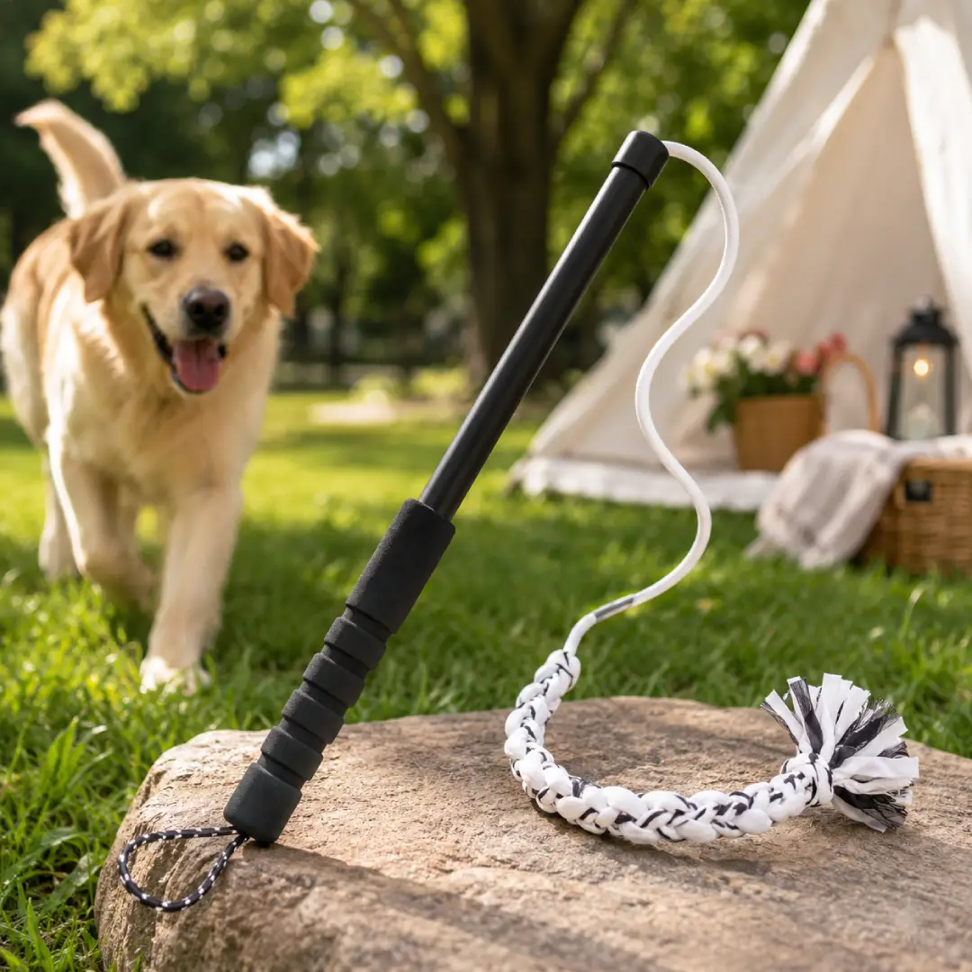 Interactive Flirt Pole for Dogs – 35-Inch Dog Chase & Tug Toy with Fleece Lure for Exercise & Training image 4