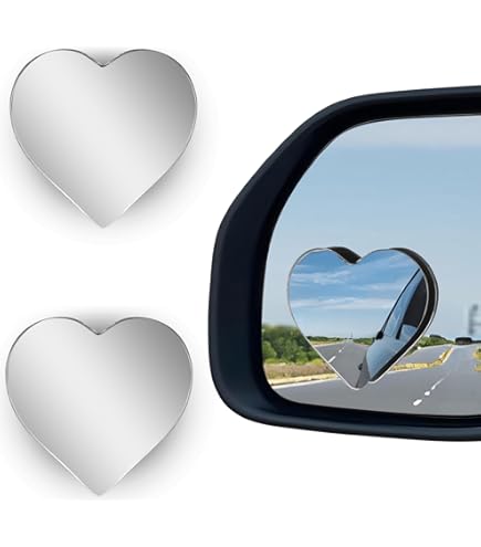 2Pcs Cars Heart Shaped Blind Spot Mirrors Car Side Mirror Blindspot Adjustabe Angle Removable Wide Angle Convex RearView Mirror for Enhanced Safety Universal Fit Stick, Car Accessories for Cars Suvs