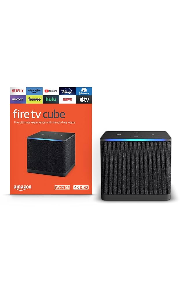 Amazon Fire TV Cube, with AI-powered Fire TV Search, Hands-free streaming device, find shows faster with Alexa+, Wi-Fi 6E, 4K Ultra HD
