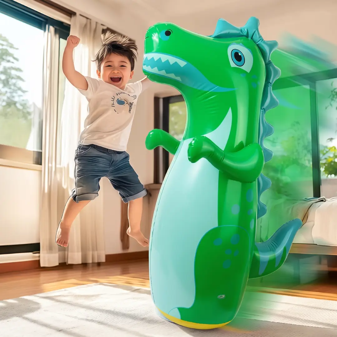 Inflatable Dinosaur, Tiger & Dolphin Punching Bag – Standing Tumbler Boxing Toy for Kids & Adults image 3