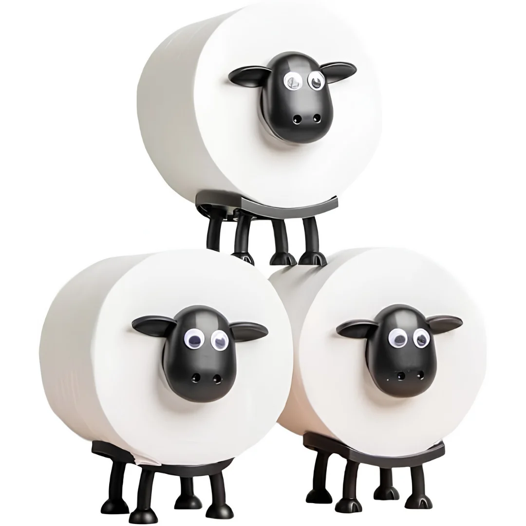 Sheep Toilet Paper Roll Holder Set Cute Bathroom Organizer 3 Pack image 2